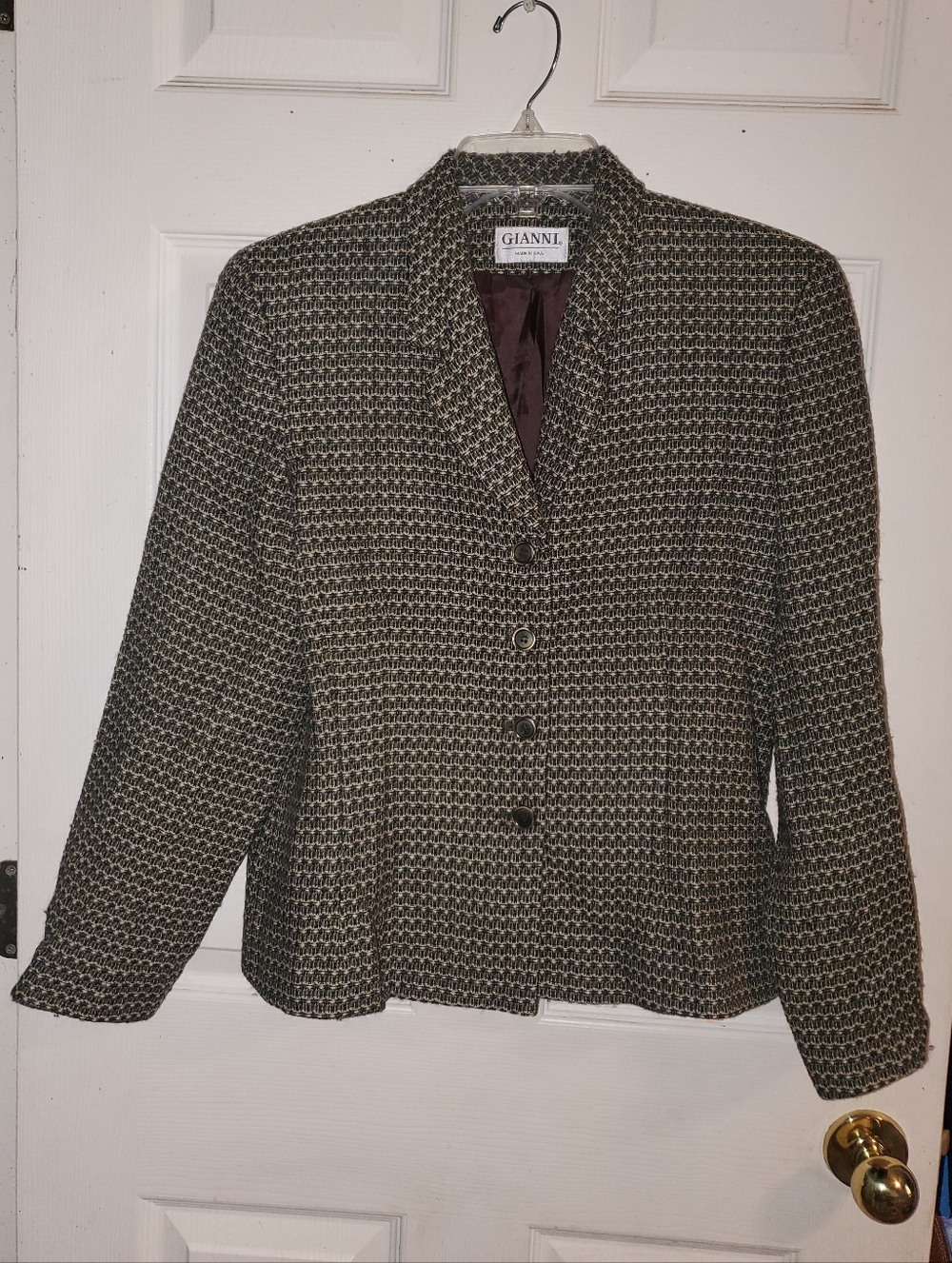 Vintage Gianni Tweed Style Pure Wool Lightweight Blazer Jacket